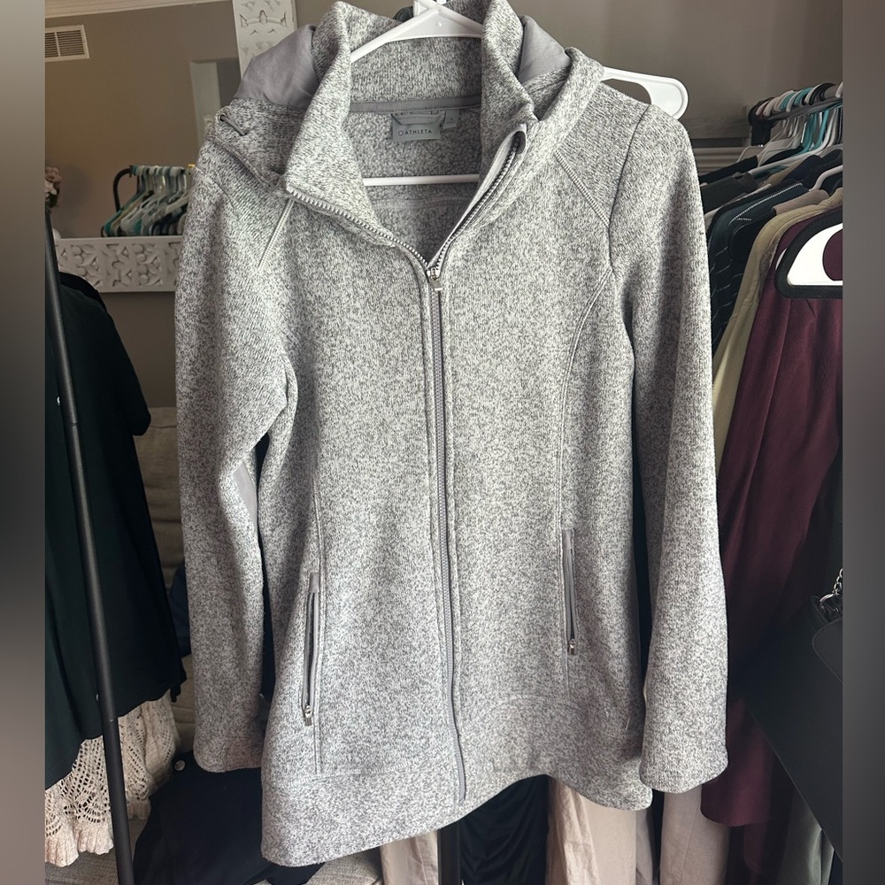 Athleta Heather Gray Unstoppable Fleece Lined Jacket